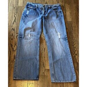 American Flavour Women’s Wide‎ Leg Button Fly Mid Rise Distressed Jeans Size 34R